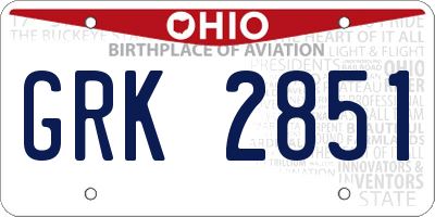 OH license plate GRK2851