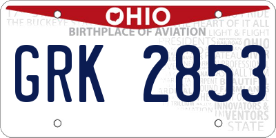 OH license plate GRK2853