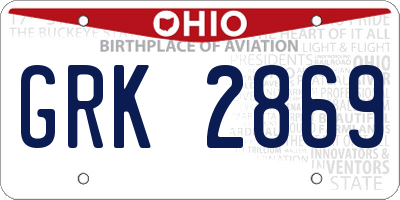 OH license plate GRK2869