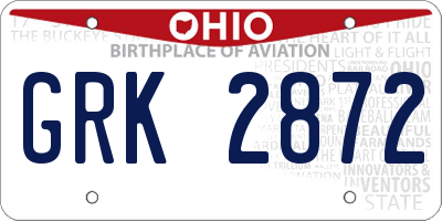 OH license plate GRK2872