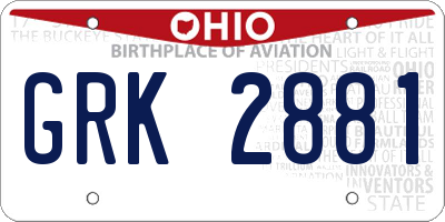 OH license plate GRK2881