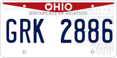 OH license plate GRK2886