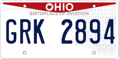 OH license plate GRK2894