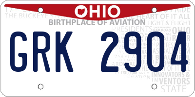 OH license plate GRK2904