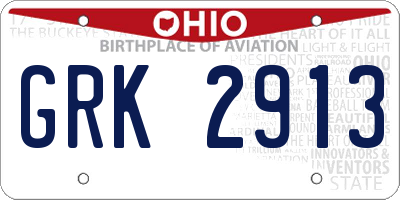 OH license plate GRK2913