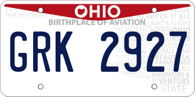 OH license plate GRK2927