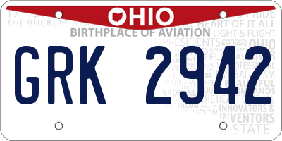 OH license plate GRK2942