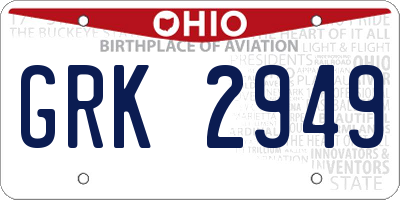 OH license plate GRK2949