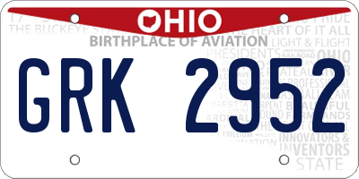 OH license plate GRK2952