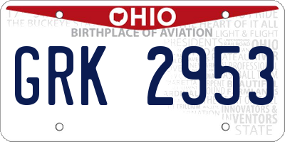 OH license plate GRK2953