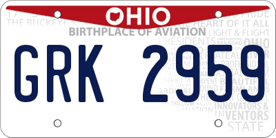 OH license plate GRK2959