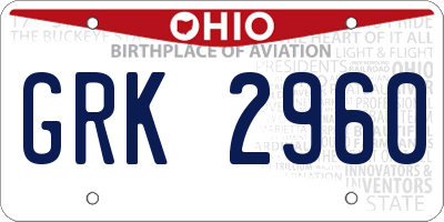 OH license plate GRK2960