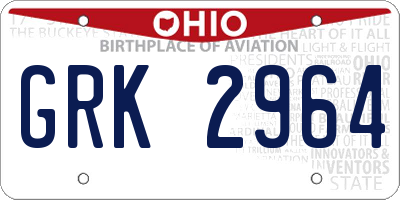 OH license plate GRK2964
