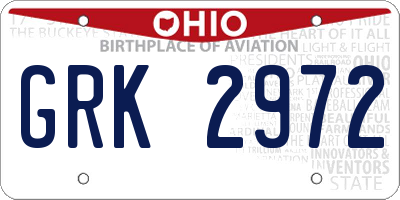 OH license plate GRK2972