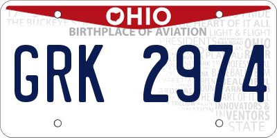 OH license plate GRK2974