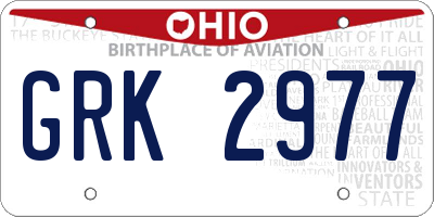 OH license plate GRK2977