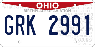 OH license plate GRK2991
