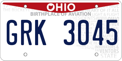 OH license plate GRK3045