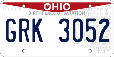 OH license plate GRK3052