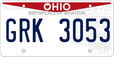 OH license plate GRK3053