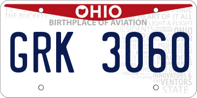 OH license plate GRK3060