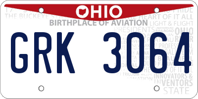 OH license plate GRK3064