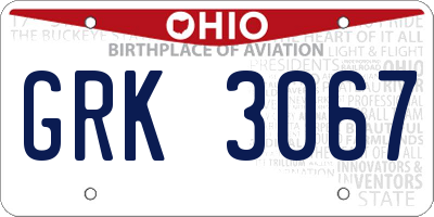 OH license plate GRK3067