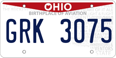 OH license plate GRK3075