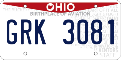 OH license plate GRK3081