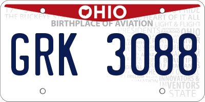 OH license plate GRK3088