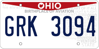 OH license plate GRK3094