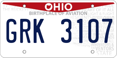 OH license plate GRK3107