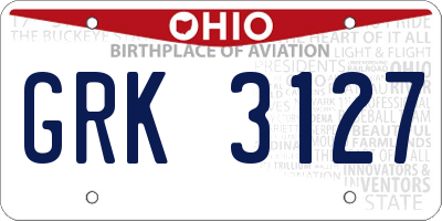 OH license plate GRK3127