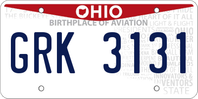 OH license plate GRK3131