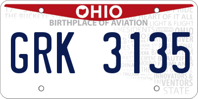 OH license plate GRK3135