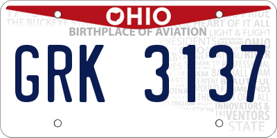 OH license plate GRK3137