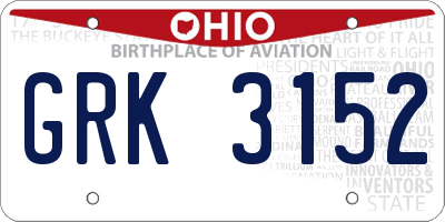 OH license plate GRK3152