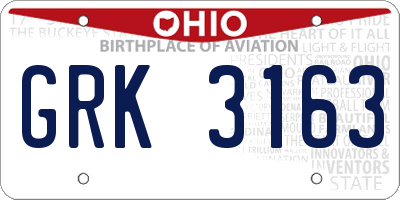 OH license plate GRK3163