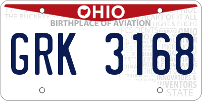OH license plate GRK3168