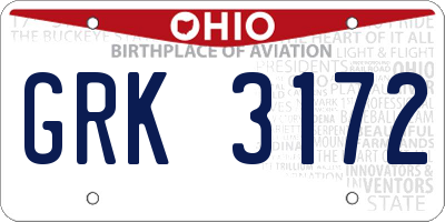 OH license plate GRK3172