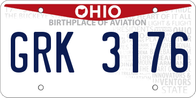 OH license plate GRK3176