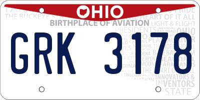 OH license plate GRK3178