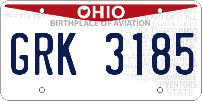 OH license plate GRK3185