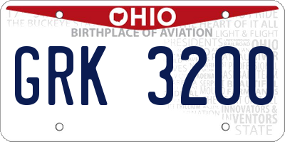 OH license plate GRK3200