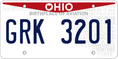 OH license plate GRK3201