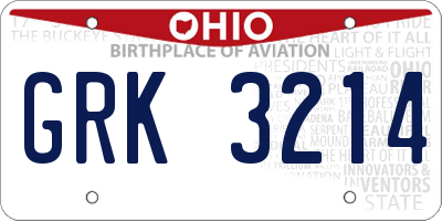 OH license plate GRK3214