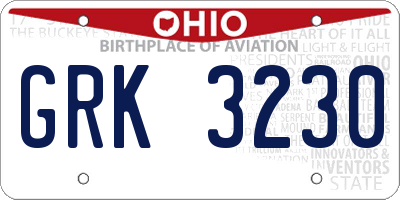 OH license plate GRK3230