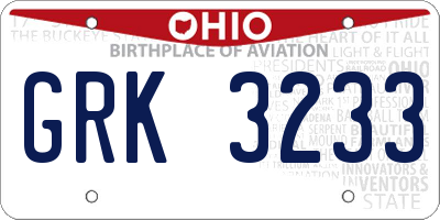 OH license plate GRK3233