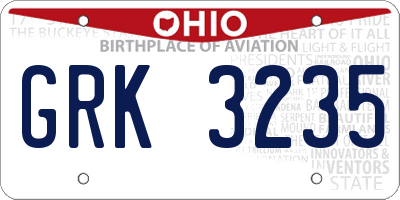OH license plate GRK3235