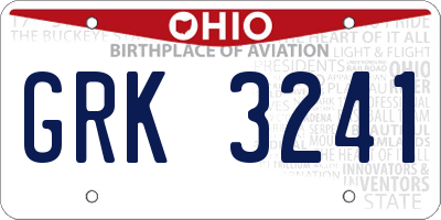 OH license plate GRK3241